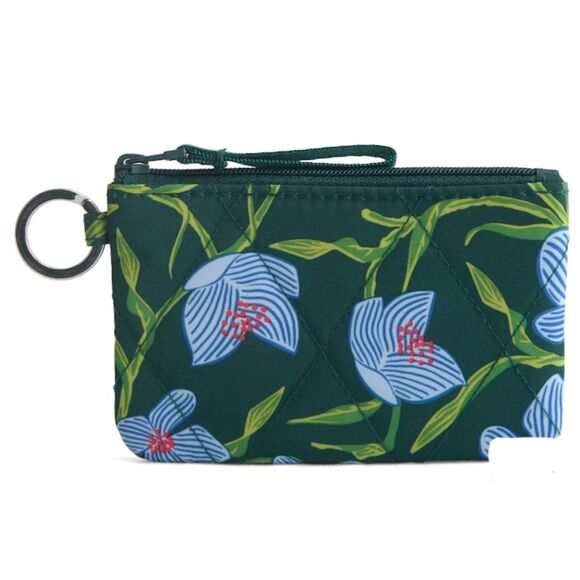 New Vera Bradley Zip ID Case in Ultralight Green Blue E19 - Picture 2 of 6